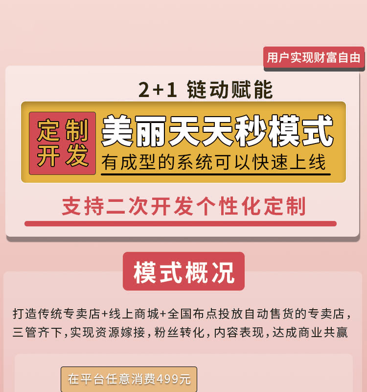 美丽天天秒链动2+1源码分销商城股东分红直推奖见点奖平级奖加权分红区域代理二开